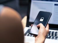 a security lock icon on a smartphone screen