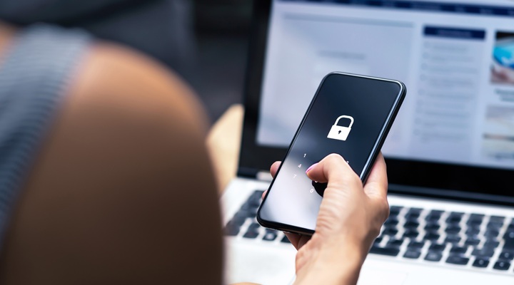 a security lock icon on a smartphone screen