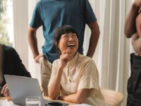 Smiling woman in the workplace