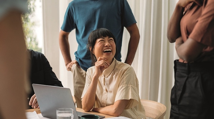 Smiling woman in the workplace