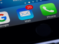 Google, mail, phone apps on phone screen