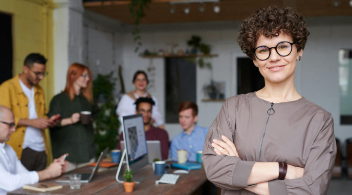 Boss and small team in small business