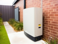 A home battery in someone's backyard