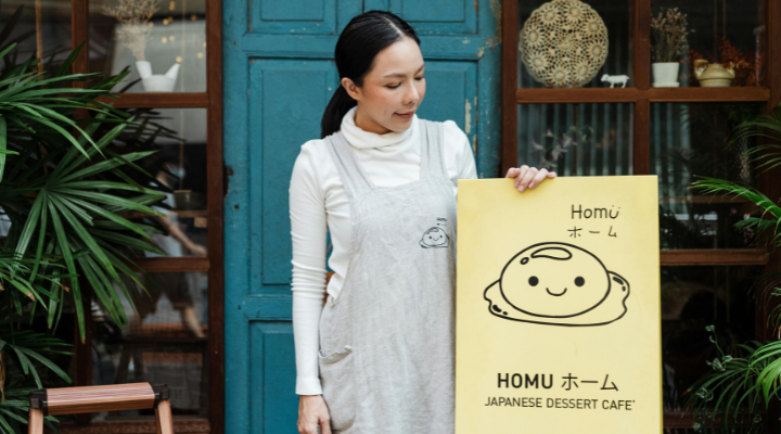 Japanese cafe branding sign