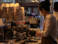 Man working in coffee shop