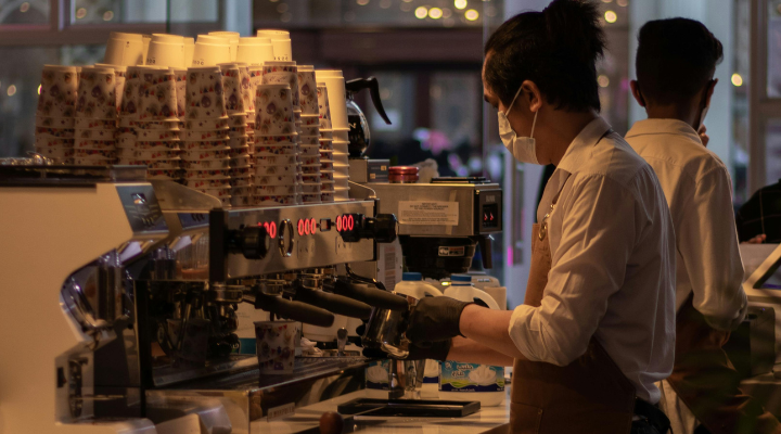 Man working in coffee shop