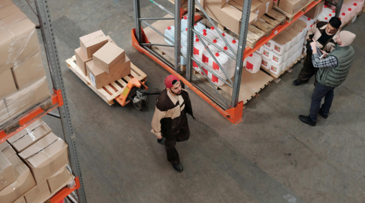 Men working in warehouse