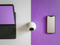 Tablet, security camera and phone