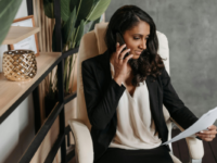 Woman talking on the phone; ghosting