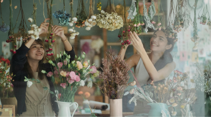 Women working in a florist shop.