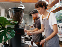 Employees working in cafe