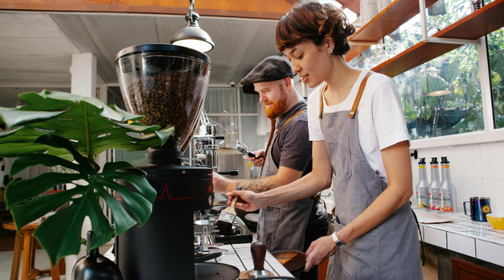 Employees working in cafe