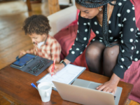 Working mum with child