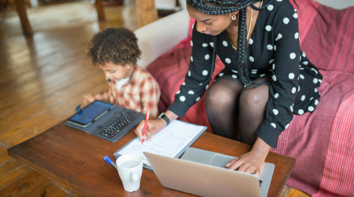 Working mum with child